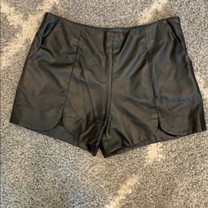 Black faux leather booty shorts!